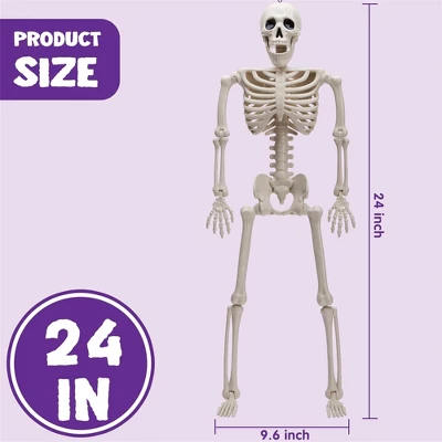 Joyfy 1/2 PCS 24" Posable Skeleton Halloween Decorative Props For Indoor/Outdoor Halloween Decorations, Graveyard Haunted House Spooky Scene Party 1 Joyfy 1/2 PCS 24" Posable Skeleton Halloween Decorative Props For Indoor/Outdoor Halloween Decorations, Graveyard Haunted House Spooky Scene Party