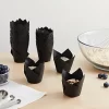 Juvale 100-Piece Black Tulip Cupcake Liners, 2 X 3.5 Inches, Black Cupcake Liners For Halloween Parties & Wedding Receptions