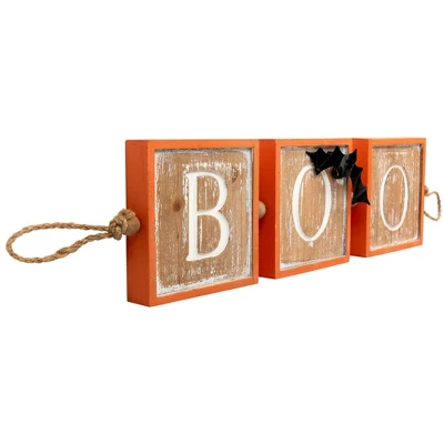 Northlight BOO Wooden Block Halloween Sign With Bats - 27.5" 3 Northlight BOO Wooden Block Halloween Sign With Bats - 27.5" - Image 3