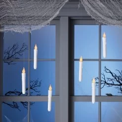 6ct 7" LED Battery Operated Color Changing Hanging Candle Lights Halloween Decorative Prop White - Hyde And EEK! Boutiqueâ„¢
