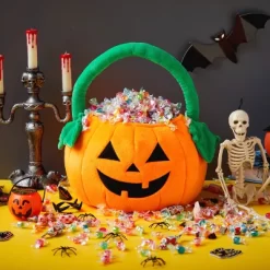 Joyfy Halloween Pumpkin Plush Tote Bucket, Cute Goody Basket With Handle For Kids, Trick Or Treat Candy Bag, Halloween Party Favor Supplies -Halloween Costume Store GUEST 0ecc50e0 6a9f 4588 a11a c476342763f9