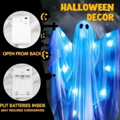 Joyfy Halloween Hanging Ghost Outdoor Decoration, 47” LED Light Hanging Ghost Halloween Hanging Decoration For Indoor Outdoor Party Decor -Halloween Costume Store GUEST 14b1796b 6d27 43cd a699 a8418a9d0b04