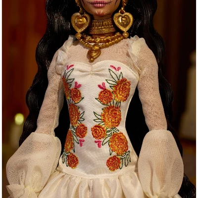 Barbie Signature Día De Muertos 2025 Collectible Doll In Ruffled Cream Gown 2 Barbie Signature Día De Muertos 2025 Collectible Doll In Ruffled Cream Gown - Image 2