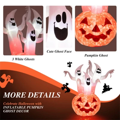Syemin Inflatable Holiday Decorations Halloween Inflatable Ghost Pumpkin Decoration Rotating Flame Halloween Inflatable Decor, Orange, 54"*36"*72" 1 Syemin Inflatable Holiday Decorations Halloween Inflatable Ghost Pumpkin Decoration Rotating Flame Halloween Inflatable Decor, Orange, 54"*36"*72"