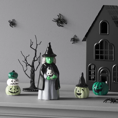 Small Ceramic Witch Figural With Jack O'Lantern - Hyde And EEK! Boutique™ 1 Small Ceramic Witch Figural With Jack O'Lantern - Hyde And EEK! Boutique™