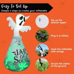 Joyfy 6FT Halloween Inflatable Outdoor Decoration, Inflatable Ghost In The Jar With Projecting For Halloween Party Outdoor Garden Lawn Yard Decoration -Halloween Costume Store GUEST 165504aa 9540 42e0 97a0 74d32b850560