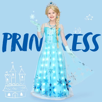 Joyfy Halloween Ice Princess Dress Costume For Girls Kids , Light-Up Princess Dress Up Cosplay Party Decor, Sequin Gown For Birthday 12 Joyfy Halloween Ice Princess Dress Costume For Girls Kids , Light-Up Princess Dress Up Cosplay Party Decor, Sequin Gown For Birthday - Image 12