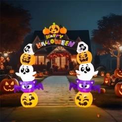 Joyfy 8 FT Halloween Inflatables Outdoor Decoration, Inflatable Pumpkin Archway With Build-in LEDs For Halloween Indoor Outdoor Yard Lawn Decoration -Halloween Costume Store GUEST 16e9dbaa 759e 4c44 bf25 044758e861c3