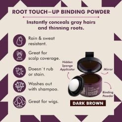 Style Edit Root Touch Up Powder For DARK BROWN Hair (0.13 Oz Tub) Gray Hair Cover-up Root Concealer For Grey, White Hair