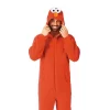 Opposuits Sesame Street Adult Elmo Hooded Onesie Halloween Costume Jumpsuit