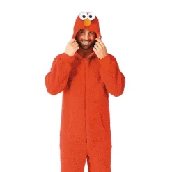 Opposuits Sesame Street Adult Elmo Hooded Onesie Halloween Costume Jumpsuit