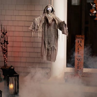 Northlight 36" Prelit Touch Activated Death Reaper Hanging Halloween Decoration - White/Gray 1 Northlight 36" Prelit Touch Activated Death Reaper Hanging Halloween Decoration - White/Gray