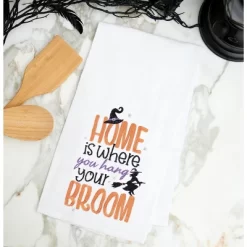 C&F Home Home Is Where You Hang Your Broom Cotton Embroidered Halloween Flour Sack Kitchen Dishtowel