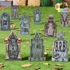 Joyfy 9 Pcs 16" Halloween Tombstones Outdoor Cemetery Decor, Yard Lawn Graveyard Plastic Headstones With 18 Metal Stakes For Party Prop Supplies