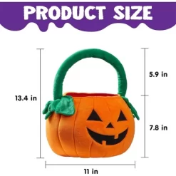 Joyfy Halloween Pumpkin Plush Tote Bucket, Cute Goody Basket With Handle For Kids, Trick Or Treat Candy Bag, Halloween Party Favor Supplies -Halloween Costume Store GUEST 233b1a48 642c 44f7 ac16 31770701959b