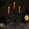 Northlight Antique-Style Skull Trio Flickering Halloween Candelabra - 13.75" - Amber Lights