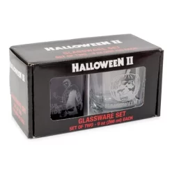 Silver Buffalo Halloween II Michael Myers 9-Ounce Etched Rocks Glasses | Set Of 2