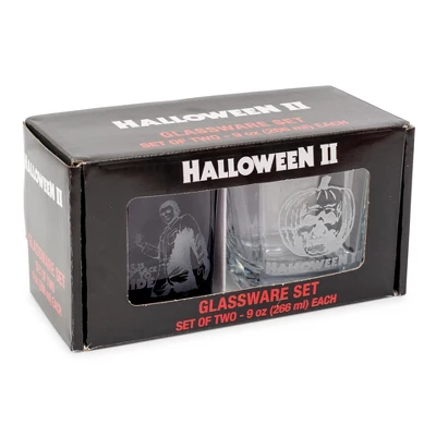 Silver Buffalo Halloween II Michael Myers 9-Ounce Etched Rocks Glasses | Set Of 2 1 Silver Buffalo Halloween II Michael Myers 9-Ounce Etched Rocks Glasses | Set Of 2