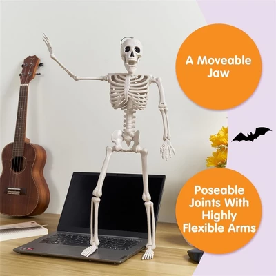 Joyfy 1/2 PCS 24" Posable Skeleton Halloween Decorative Props For Indoor/Outdoor Halloween Decorations, Graveyard Haunted House Spooky Scene Party 6 Joyfy 1/2 PCS 24" Posable Skeleton Halloween Decorative Props For Indoor/Outdoor Halloween Decorations, Graveyard Haunted House Spooky Scene Party - Image 6