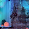 Outsunny 28" Life Size Outdoor Halloween Decorations Hanging Bat Opening Month, Animated Prop With Sound And Motion Activated Light Up Eyes