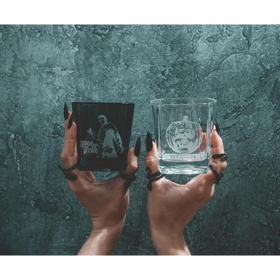 Silver Buffalo Halloween II Michael Myers 9-Ounce Etched Rocks Glasses | Set Of 2 5 Silver Buffalo Halloween II Michael Myers 9-Ounce Etched Rocks Glasses | Set Of 2 - Image 5