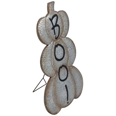 Northlight Boo! Stacked Pumpkins Metal Halloween Porch Sign - 28" - Silver 3 Northlight Boo! Stacked Pumpkins Metal Halloween Porch Sign - 28" - Silver - Image 3