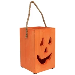 Northlight Large Orange Wood Jack O Lantern Halloween Candle Lantern - 8" -Halloween Costume Store GUEST 2f4945eb d2a6 4ad4 9d37 6a564c14ea09