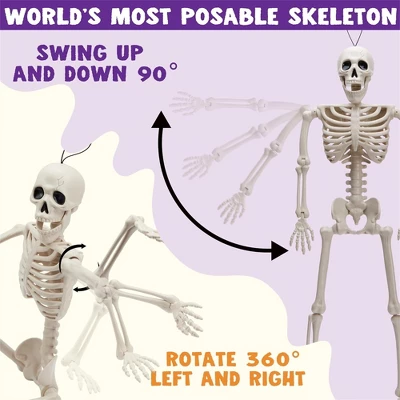 Joyfy 1/2 PCS 24" Posable Skeleton Halloween Decorative Props For Indoor/Outdoor Halloween Decorations, Graveyard Haunted House Spooky Scene Party 3 Joyfy 1/2 PCS 24" Posable Skeleton Halloween Decorative Props For Indoor/Outdoor Halloween Decorations, Graveyard Haunted House Spooky Scene Party - Image 3