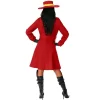 HalloweenCostumes.com Adult Carmen Sandiego Outfit Womens, Iconic Red Trench Coat Halloween Costume