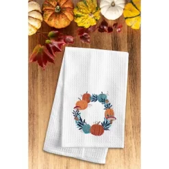 C&F Home Pumpkin Wreath Halloween Dishtowel