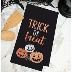 C&F Home Trick Or Treat Pumpkins Embroidered Woven Halloween Kitchen Towel