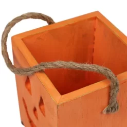 Northlight Small Orange Wood Jack O Lantern Halloween Candle Lantern - 6.25" -Halloween Costume Store GUEST 3e93e185 7760 4d81 9f60 74e51df1b0bf