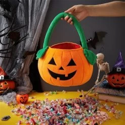 Joyfy Halloween Pumpkin Plush Tote Bucket, Cute Goody Basket With Handle For Kids, Trick Or Treat Candy Bag, Halloween Party Favor Supplies -Halloween Costume Store GUEST 3f78955b 8c7a 4ceb 9740 bdfc9d4bffee