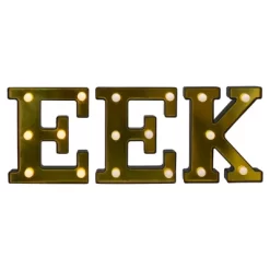Northlight LED Lighted EEK Halloween Marquee Sign - 6.5" - Warm White Lights - Gold Finish