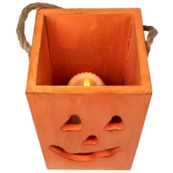 Northlight Large Orange Wood Jack O Lantern Halloween Candle Lantern - 8" -Halloween Costume Store GUEST 49494728 4474 4609 9ccc 9c6e0ac844a2