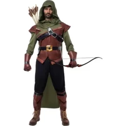 Joyfy Boys’ Robin Hood Halloween Costume - Green Renaissance Robin Outfit Set For Kids Halloween Role Play Dress Up Parties