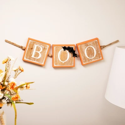 Northlight BOO Wooden Block Halloween Sign With Bats - 27.5" 2 Northlight BOO Wooden Block Halloween Sign With Bats - 27.5" - Image 2