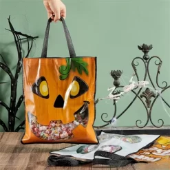 Joyfy Halloween Party Favors 3PCS Large See Through Tote Bags With Handles Trick Or Treat Bag Party Supplies For Candies Biscuits Cards 22.5" X 13.75" -Halloween Costume Store GUEST 4cd261ef b621 4827 9a9b dc43f7d1e6ed