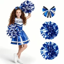 Joyfy Girls' Cheerleader Costume Halloween - Cheerleader Uniform Child Cheerleader Costume For Halloween Party - Pink / Blue