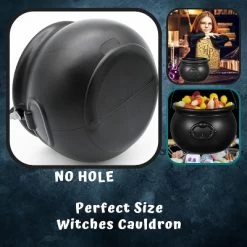 4E's Novelty 7.5" Halloween Plastic Cauldron, Durable Black Cauldron For Party Supplies, Large Halloween Candy Bowl, Perfect Halloween Decor -Halloween Costume Store GUEST 5165300c 77d0 4593 9c52 91976517145b
