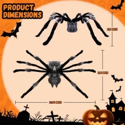Halloween Spider Decorations, Scary Lifting Shaking Spiders Outside Realistic Fake Hairy Spider Props For Halloween Decorations Indoor Outdoor Yard