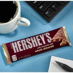 Hershey's Milk Chocolate With Whole Almond Candy Bars 12/26/36 Pack Full Size Bar 1.56oz - Great For Home, Office, Trips, Snacks - Bulk Packaging