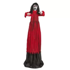5 Ft. 10 3/4" Animated Standing Up & Down Lady In A Red Dress Halloween Decoration
