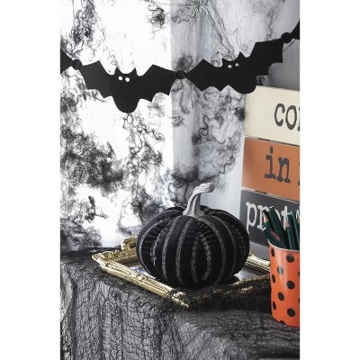 Gulches 7x7x7" Fabric Black Stripe Pumpkin Decor, Halloween Holiday Decor 6 Gulches 7x7x7" Fabric Black Stripe Pumpkin Decor, Halloween Holiday Decor - Image 6