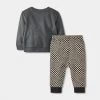 Baby Halloween Checkered Milk Monster French Terry Sweatshirt & Jogger Pants Set - Cat & Jack™ Black