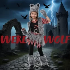 Joyfy Girls' Werewolf Halloween Costume – Fierce & Howling Halloween Outfit Set Complete Set -Halloween Costume Store GUEST 5ac10121 a852 462f a50c 90a463ecf90a