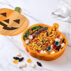 Cook With Color Figural Pumpkin Halloween Snackle Box Food Storage Container