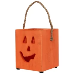 Northlight Small Orange Wood Jack O Lantern Halloween Candle Lantern - 6.25" -Halloween Costume Store GUEST 5fd9f81a 6455 40c3 a829 c8c35cbf8be3