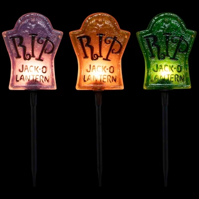 Northlight Lighted R.I.P Tombstone Halloween Outdoor Pathway Markers - 18" - Set Of 3 2 Northlight Lighted R.I.P Tombstone Halloween Outdoor Pathway Markers - 18" - Set Of 3 - Image 2