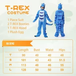 Garvee 1PcsKids Dinosaur Costume For Halloween Child Dinosaur Dress Up Party, Role Play And Cosplay (Blue,T)
